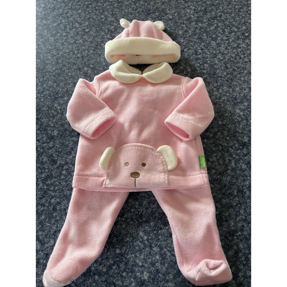 NEW Sesame Street Girls Pink Bear 3-piece Outfit Sz 6-9 Month (top,bottom,hat)